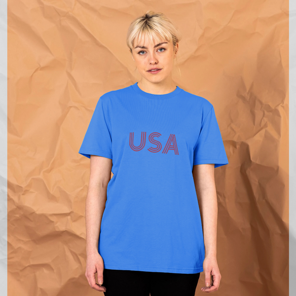 parka london apoh USA Logo Graphic Bright Blue T-Shirt