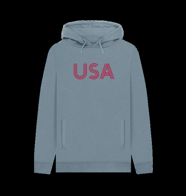 Parka London Apoh USA Logo Graphic Stone Blue Hoodie