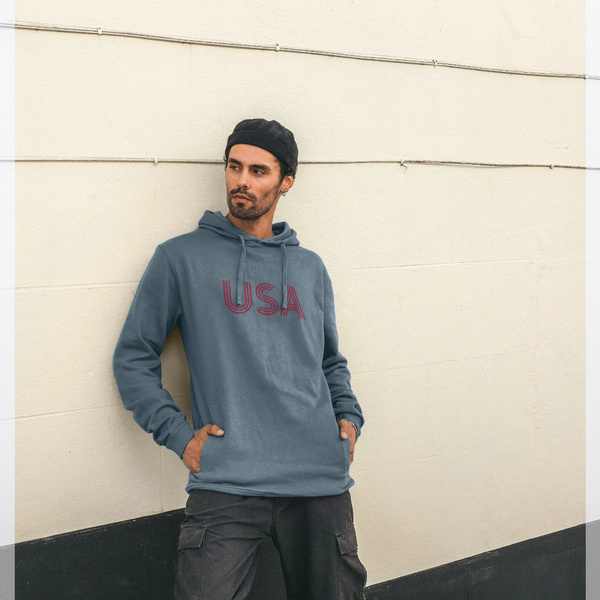 parka london apoh USA Logo Graphic Stone Blue Hoodie