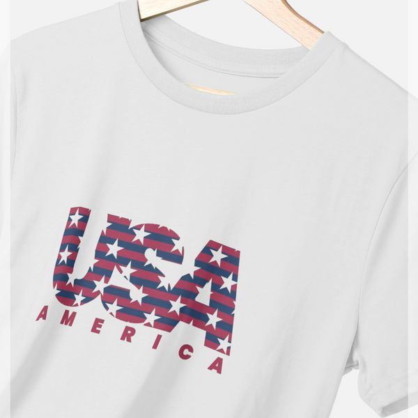 parka london apoh USA Stars & Stripes Graphic White T-Shirt