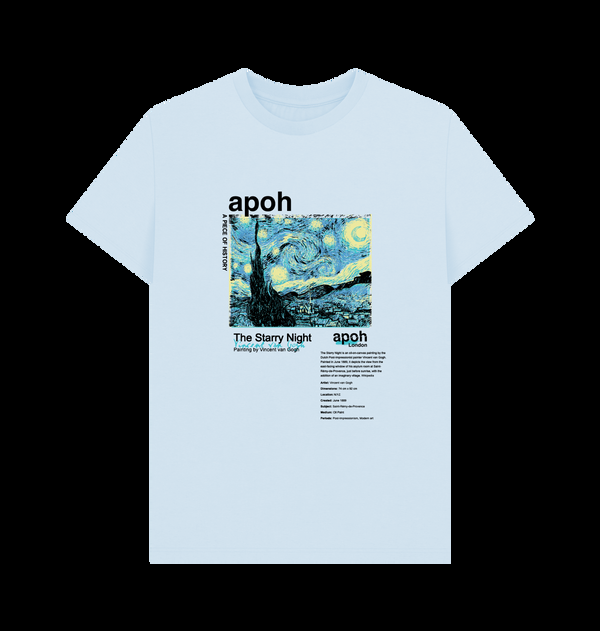 Parka London APOH Van Gogh Starry Night Text Light Blue T-Shirt