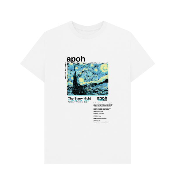 Parka London Apoh Van Gogh Starry Night Text White T-Shirt
