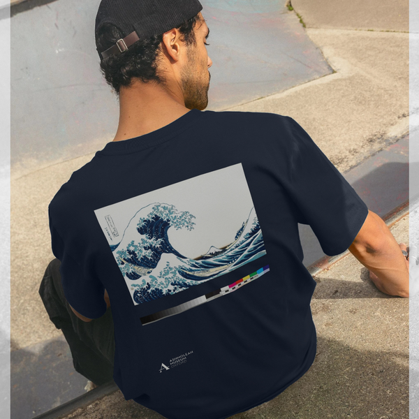 parka london Ashmolean x apoh Wave Navy Blue T-Shirt