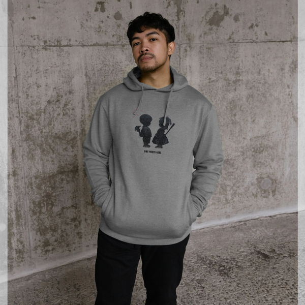 parka london Banksy Boy Meets Girl Heather Grey Hoodie