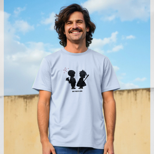 parka london Banksy Boy Meets Girl Light Blue T-Shirt