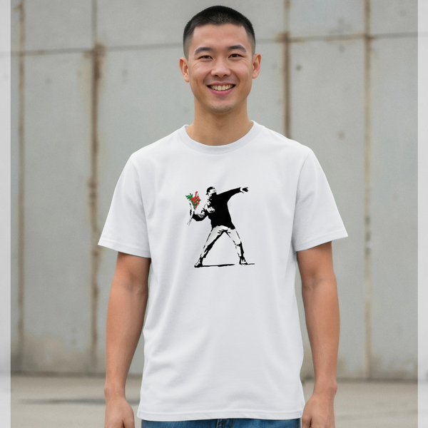 parka london Banksy Love Is In The Air White T-Shirt