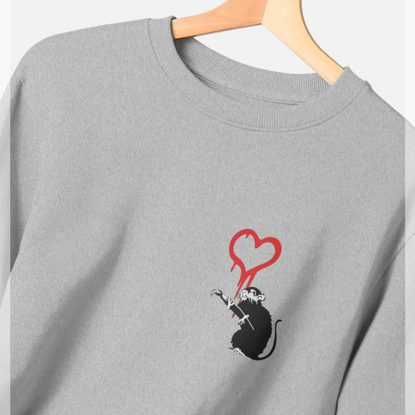 parka london Banksy Love Rat Heather Grey Sweatshirt