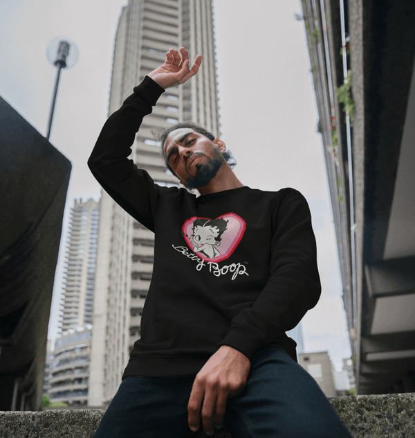 parka london Betty Boop 'Blow A Kiss' Black Sweatshirt