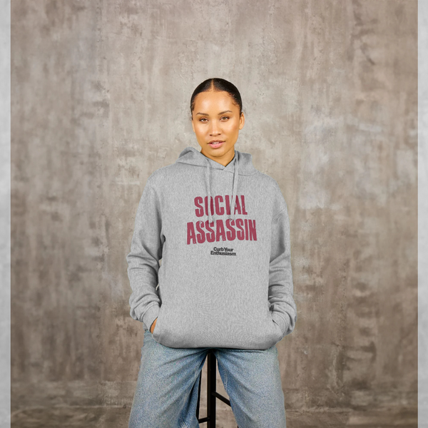 parka london Curb Your Enthusiasm Social Assassin Heather Grey Hoodie