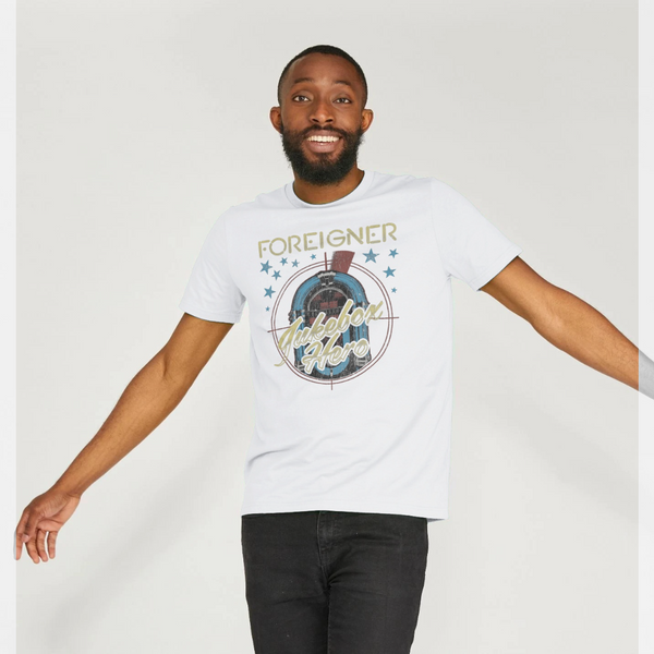 parka london Foreigner Rock Band Jukebox White T-Shirt