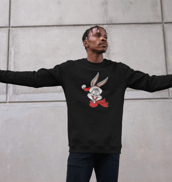parka london Looney Tunes Christmas Bugs Bunny Black Sweatshirt