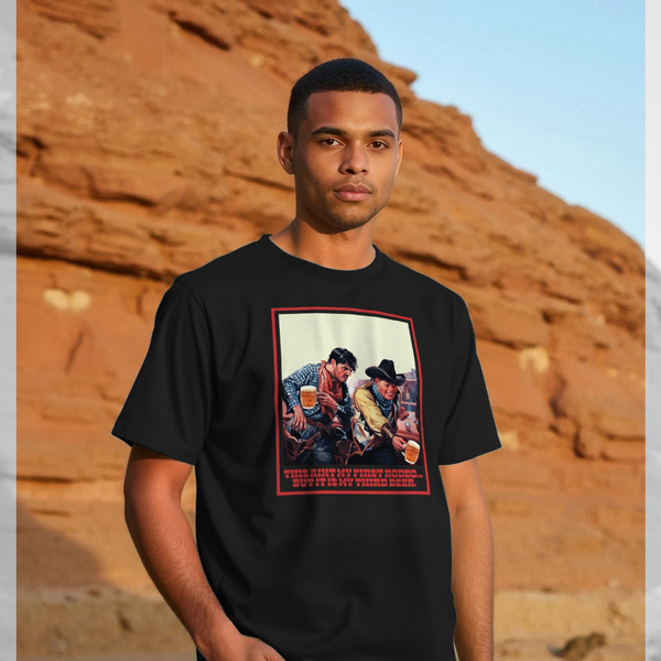 parka london Oktoberfest 'First Rodeo Third Beer' Black T-Shirt