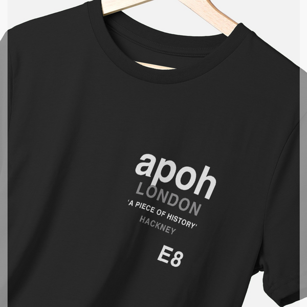 parka london apoh Hackney Slogan Black T-Shirt