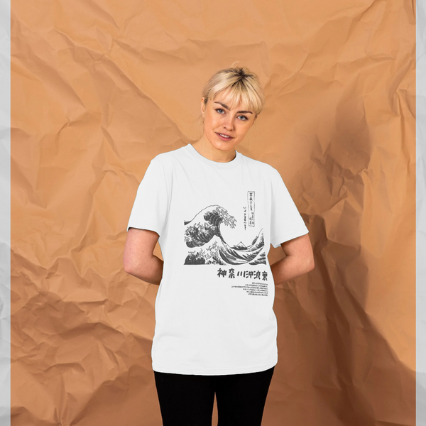 parka london apoh Hokusai Monochrome White T-Shirt