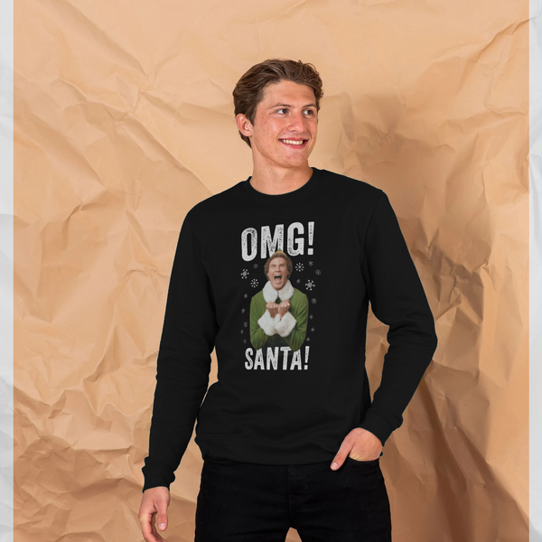 parka london Elf OMG Santa Black Sweatshirt