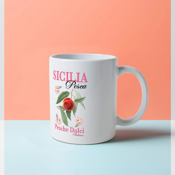 parka london Sicilia Peach Fruity Print White Mug