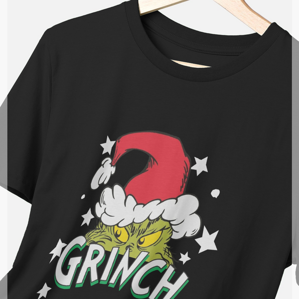 parka london The Grinch Santa Stars Black T-Shirt