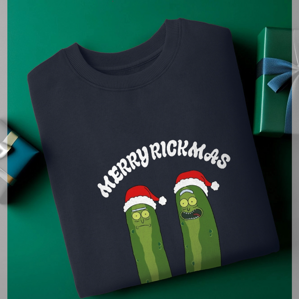 parka london Rick and Morty 'Pickle Rick Christmas' Navy Sweatshirt