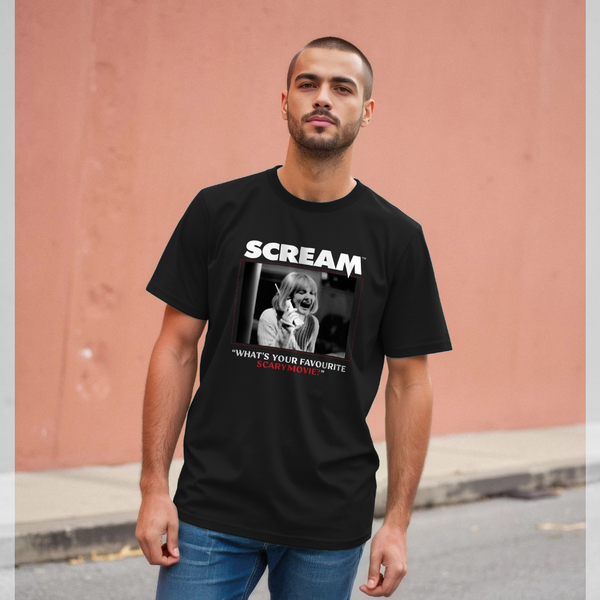 parka london Scream 'What's Your Favourite Scary Movie?' Black T-Shirt