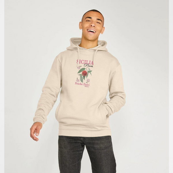 parka london Sicilia Peach Fruity Print Cream Hoodie