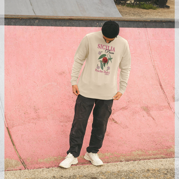 parka london Sicilia Peach Fruity Print Cream Sweatshirt