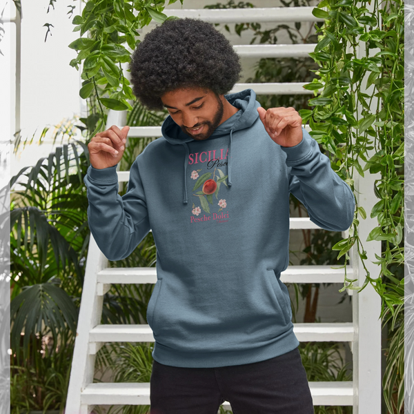 parka london Sicilia Peach Fruity Print Stone Blue Hoodie