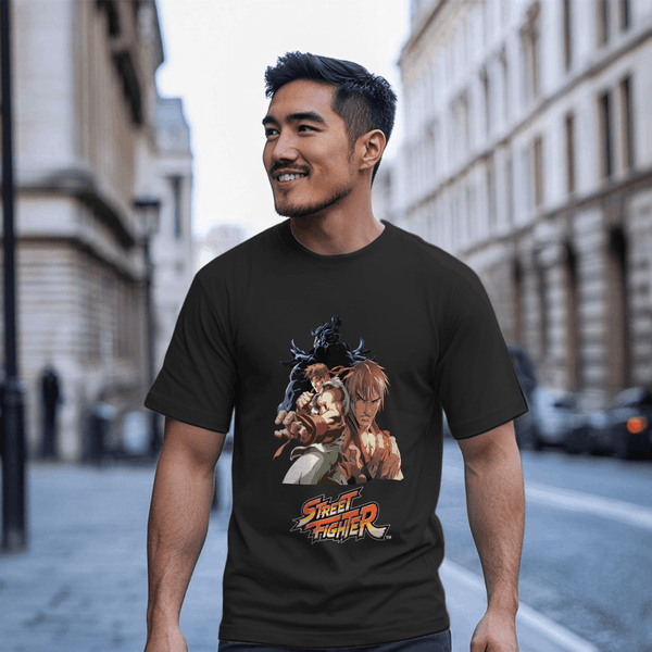 parka london Street Fighter Group Pose Black T-Shirt