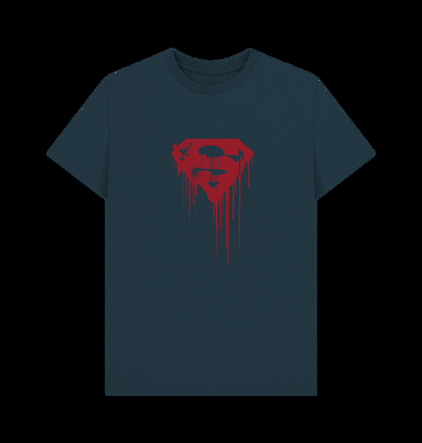Parka London Superman Official Drip Shield Graphic Denim Blue T-Shirt