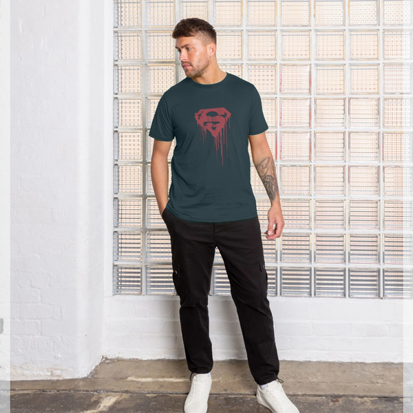 parka london Superman Official Drip Shield Graphic Denim Blue T-Shirt