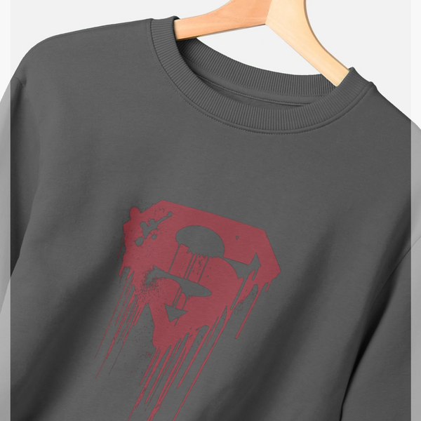 parka london Superman Official Drip Shield Graphic Slate Grey Sweatshirt
