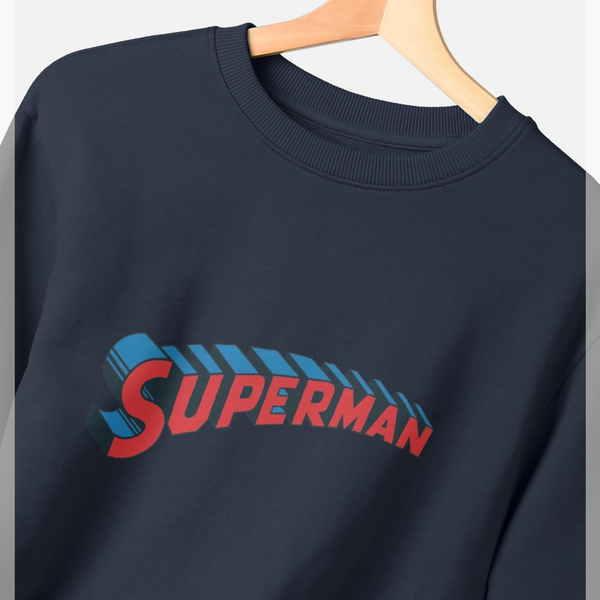 parka london Superman Official Logo Graphic Navy Sweatshirt