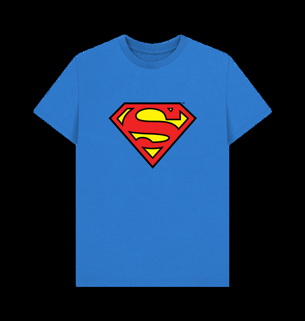 Parka London Superman Official Shield Graphic Bright Blue T-Shirt
