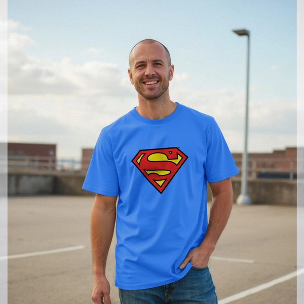 parka london Superman Official Shield Graphic Bright Blue T-Shirt