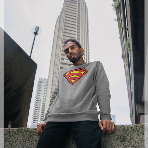 parka london Superman Official Shield Graphic Grey Sweatshirt