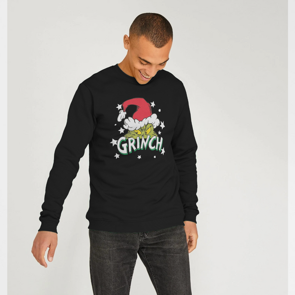 parka london The Grinch Santa Stars Black Sweatshirt