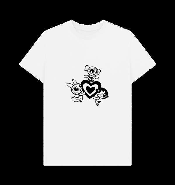 Parka London The Powerpuff Girls Black Outline White T-Shirt