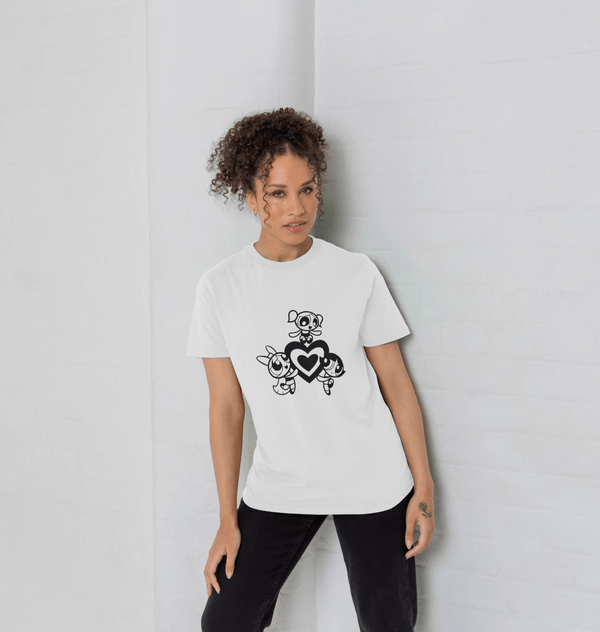 parka london The Powerpuff Girls Black Outline White T-Shirt