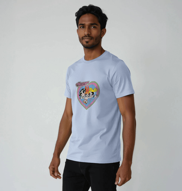 parka london The Powerpuff Girls Faded Heart Light Blue T-Shirt
