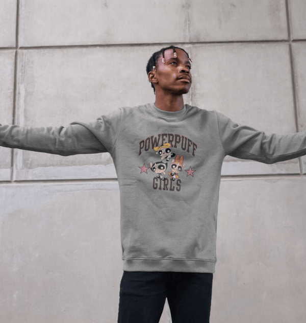 parka london The Powerpuff Girls Script Logo Heather Grey Sweatshirt