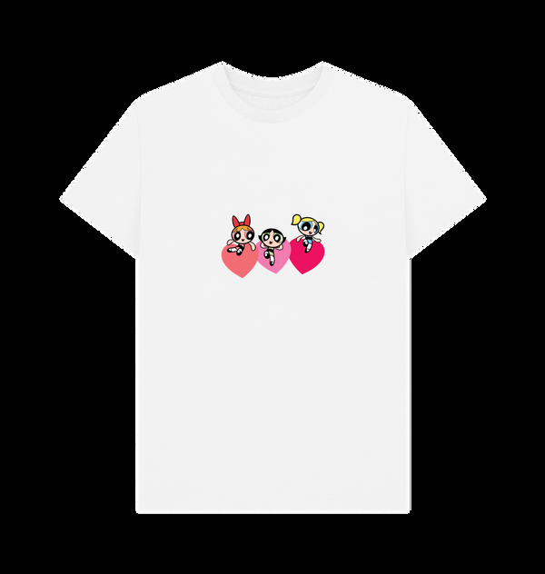 Parka London The Powerpuff Girls Triple Heart White T-Shirt