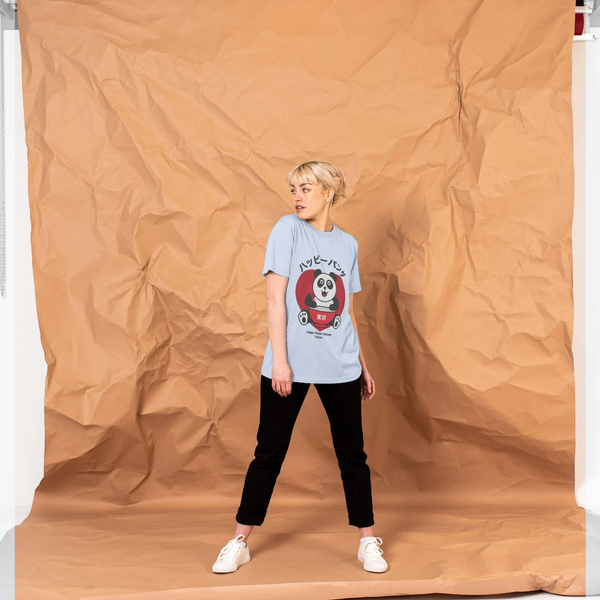 parka london Torc Ramen Happy Panda Love Light Blue T-Shirt
