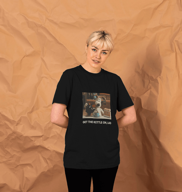 parka london Wallace & Gromit Get The Kettle On Lad Gromit Black T-Shirt