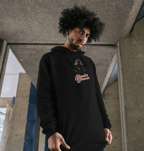 parka london Wonder Woman Pink Outline Black Hoodie