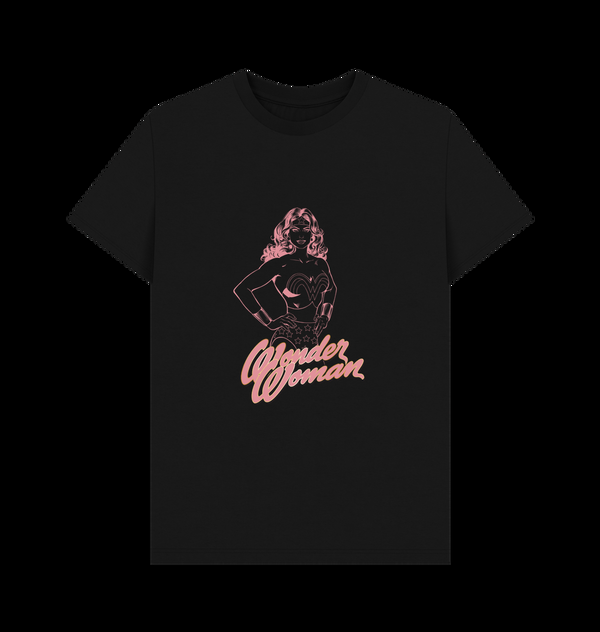 Parka London Wonder Woman Pink Outline Black T-Shirt