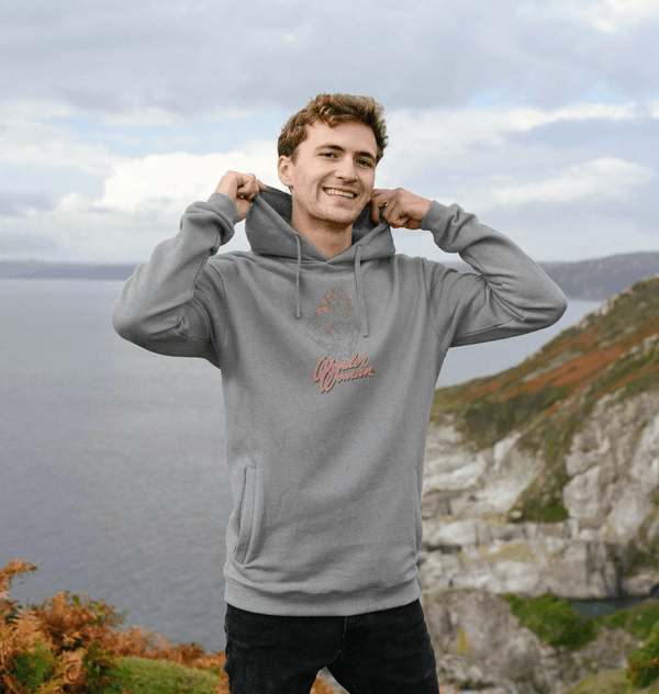 parka london Wonder Woman Pink Outline Heather Grey Hoodie