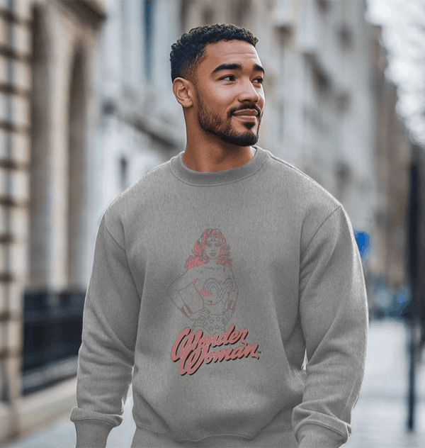 parka london Wonder Woman Pink Outline Heather Grey Sweatshirt