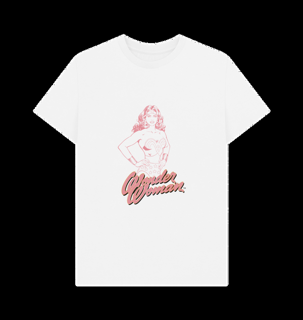 Parka London Wonder Woman Pink Outline White T-Shirt