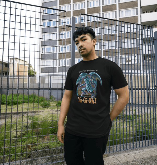 parka london Yu-Gi-Oh Blue Eyes White Dragon Black T-Shirt