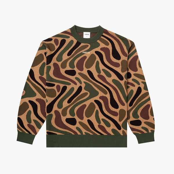 parlez clothing Blend Camo Knit Coffee Camo
