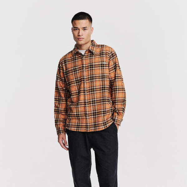 Parlez Clothing Fernley Shirt Orange Check